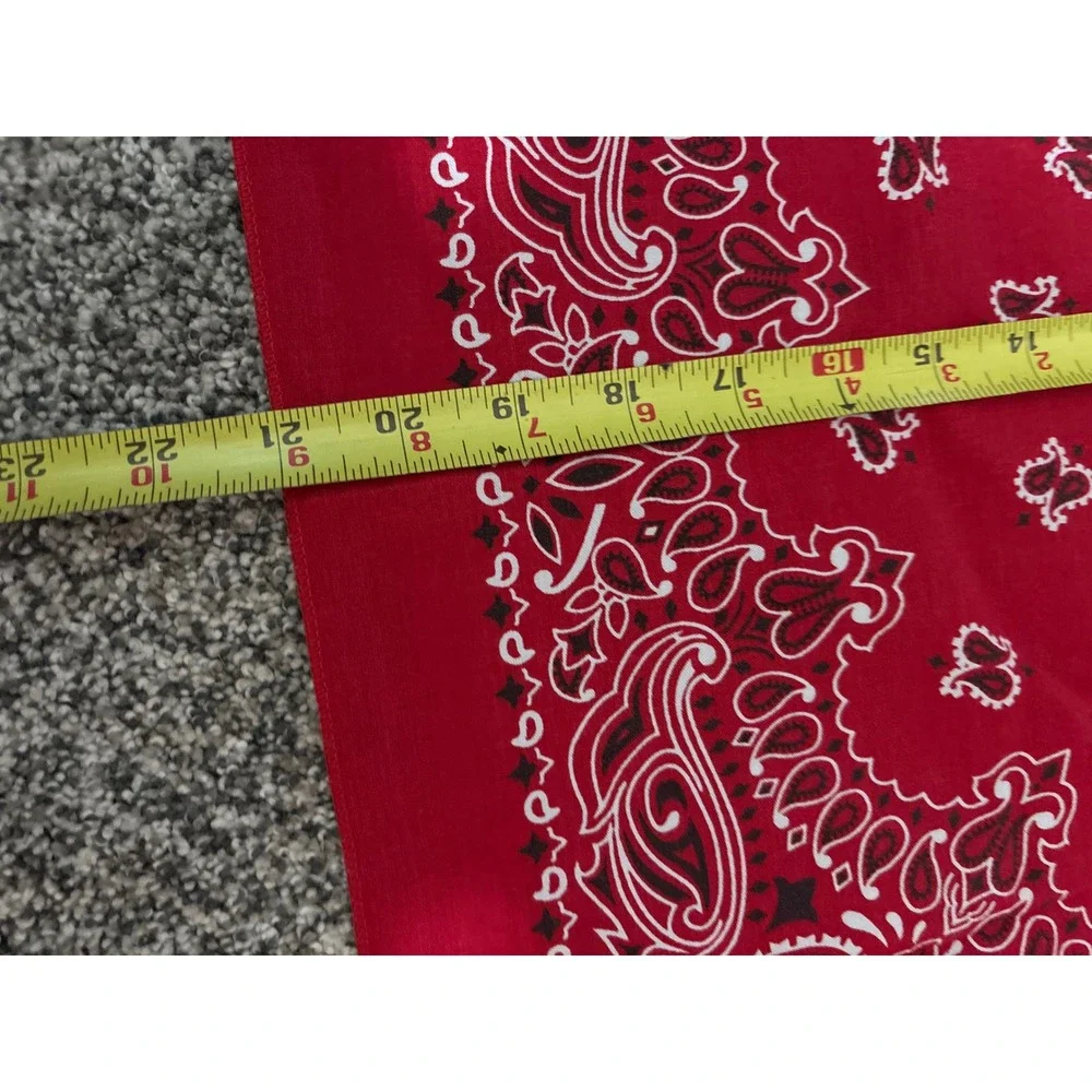 Vintage Red Paisley Cotton Bandana Scarf Square Headwrap 21x21